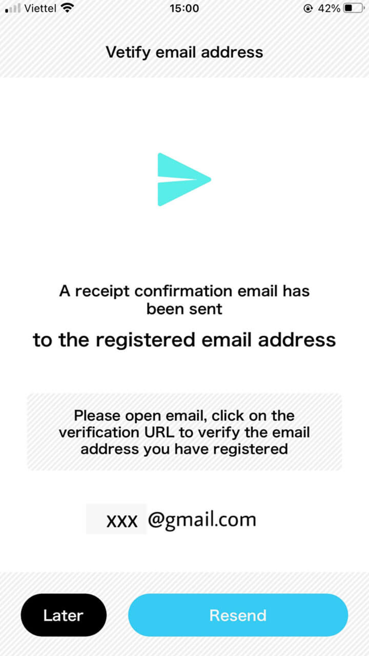 5. A verification email is sent to your mailbox